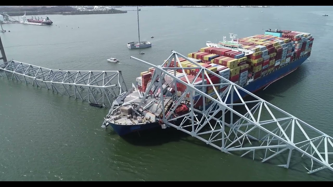 NTSB B-Roll – Aerial Imagery of Francis Scott Key Bridge and Cargo Ship ...